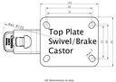 400SS series 125mm stainless steel swivel/brake top plate 100x85mm - Plate drawing