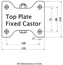 800 series 125mm fixed top plate 135x114mm - Plate dimensions
