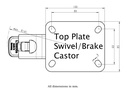 800SS series 100mm stainless steel swivel/brake top plate 100x85mm - Plate drawing