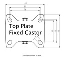 800SS series 125mm stainless steel fixed top plate 100x85mm - Plate drawing