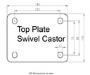 800SS series 150mm stainless steel swivel top plate 140x110mm - Plate drawing