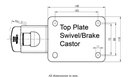 800SS series 150mm stainless steel swivel/brake top plate 140x110mm - Plate drawing