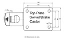 800SS series 200mm stainless steel swivel/brake top plate 140x110mm - Plate drawing