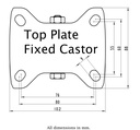 800SS series 100mm stainless steel fixed top plate 100x85mm - Plate drawing