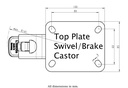 800SS series 125mm stainless steel swivel/brake top plate 100x85mm - Plate drawing