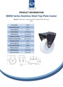 800SS series 150mm stainless steel fixed top plate 140x110mm castor with nylon plain bearing wheel 800kg - Spec sheet