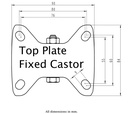 300HTSS series 80mm stainless steel fixed top plate 100x85mm - Plate drawing