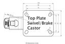 300HTSS series 80mm stainless steel swivel/brake top plate 100x85mm - Plate drawing