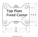300HTSS series 100mm stainless steel fixed top plate 100x85mm - Plate drawing