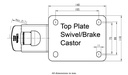 300HTSS series 150mm stainless steel swivel/brake top plate 140x110mm - Plate drawing