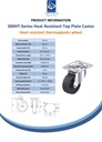 300HT series 80mm swivel top plate 100x85mm castor with heat resistant thermoplastic plain bearing wheel 100kg - Spec sheet