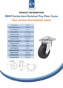 300HT series 100mm swivel top plate 100x85mm castor with heat resistant thermoplastic plain bearing wheel 150kg - Spec sheet