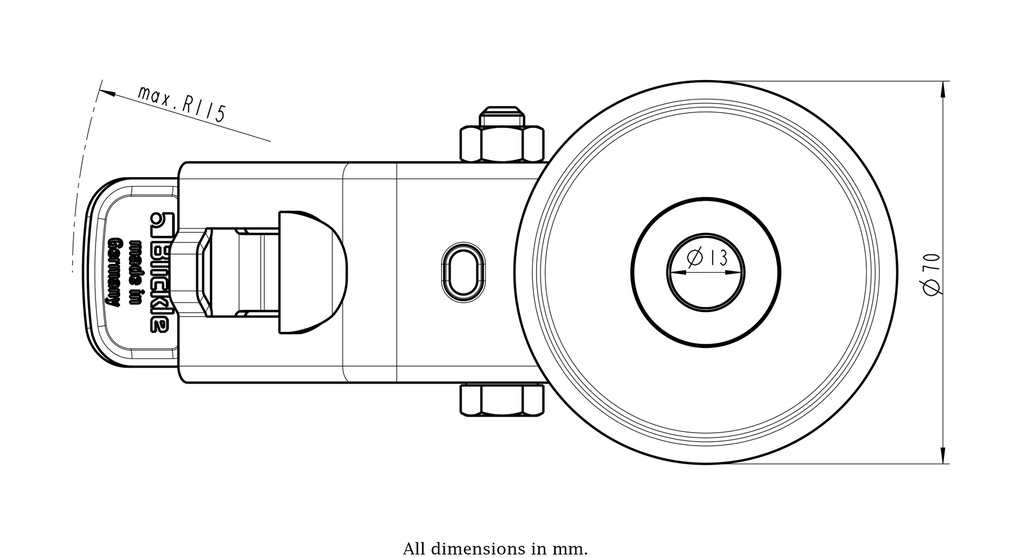 300HT series 100mm swivel/brake bolt hole 13mm - Plate drawing