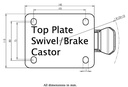 LS series 125mm swivel/brake top plate 140x110mm - Plate drawing
