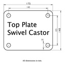 LS series 150mm swivel top plate 175x140mm - Plate drawing