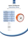 Wheel series 100mm polyurethane on nylon centre 12mm bore hub length 40mm roller bearing 170kg - Spec sheet