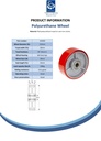 Wheel series 152mm red polyurethane on cast iron centre 20mm bore hub length 55mm ball bearing 500kg - Spec sheet