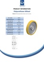 Wheel series 300mm yellow polyurethane on cast iron centre 25mm bore hub length 60mm ball bearing 1300kg - Spec sheet