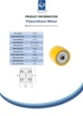 Wheel series 35mm brown polyurethane on steel centre 6mm bore hub length 30mm ball bearing 100kg - Spec sheet