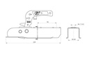 SPP 750kg Pressed hitch for 50x50mm box drawing with dimensions