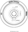 Wheel series 160mm polyurethane on cast iron centre bore 25mm H7 hub length 60mm plain bearing with keyway 8x3.3mm 700kg - Keyway drawing