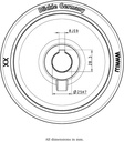 Wheel series 200mm polyurethane on cast iron centre bore 25mm H7 hub length 60mm plain bearing with keyway 8x3.3mm 900kg - Keyway drawing