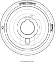 Wheel series 250mm polyurethane on cast iron centre bore 50mm H7 hub length 80mm plain bearing with keyway 14x3.8mm 1600kg - Keyway drawing