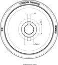 Wheel series 300mm polyurethane on cast iron centre bore 40mm H7 hub length 60mm plain bearing with keyway 12x3.3mm 1500kg - Keyway drawing
