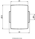 Wheel series 35mm nylon 8mm bore hub length 30mm plain bearing 75kg - Wheel dimensions