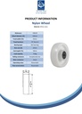 Wheel series 150mm nylon 20mm bore hub length 58mm ball bearing 750kg - Spec sheet