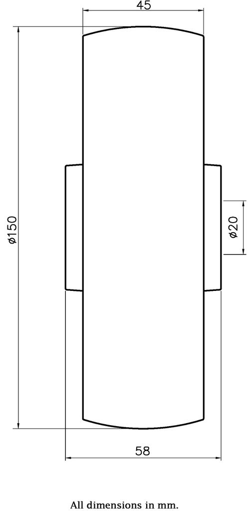 Wheel series 150mm nylon 20mm bore hub length 58mm plain bearing 800kg - Wheel dimensions