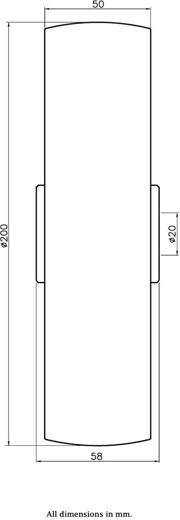 Wheel series 200mm nylon 20mm bore hub length 58mm plain bearing 1000kg - Wheel dimensions