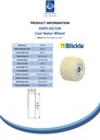 Wheel series 65mm cast nylon 15mm bore hub length 45mm ball bearing 650kg - Spec sheet