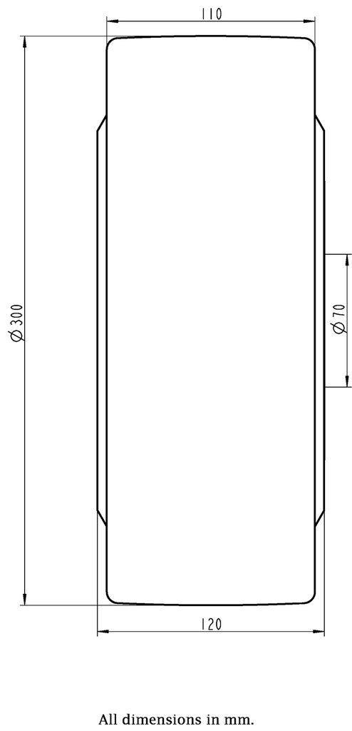 Wheel series 300mm cast nylon 70mm bore hub length 120mm ball bearing 10000kg - Wheel dimensions