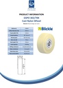 Wheel series 300mm cast nylon 70mm bore hub length 120mm ball bearing 10000kg - Spec sheet