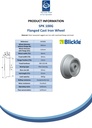 Wheel series 100mm flanged cast iron 20mm bore hub length 52mm plain bearing 800kg - Spec sheet