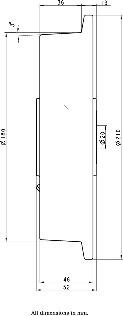 Wheel series 180mm flanged cast iron  20mm bore hub length 52mm ball bearing 1200kg - Wheel dimensions