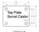 300SS series 160mm stainless steel swivel top plate 140x110mm - Plate drawing