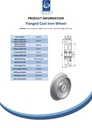 Wheel series 250mm flanged cast iron 30mm bore hub length 70mm ball bearing 2500kg - Spec sheet