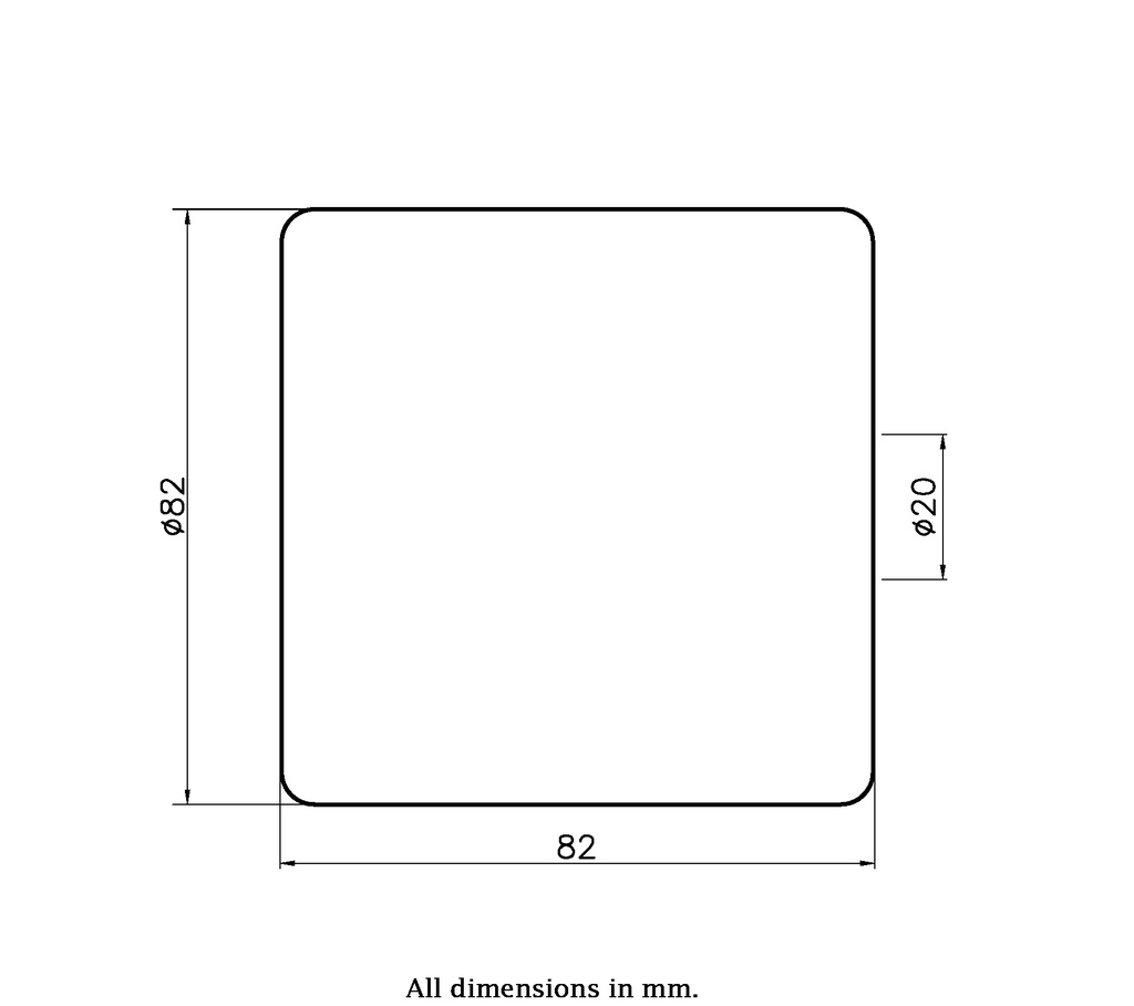 Wheel series 82x82mm roller nylon 20mm bore hub length 82mm stainless steel ball bearing 800kg - Wheel dimensions