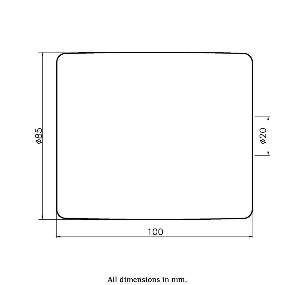 Wheel series 85x100mm roller nylon 20mm bore hub length 100mm ball bearing 950kg - Wheel dimensions