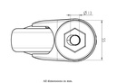 Plastic castor series 100mm swivel bolt hole 13mm - Plate drawing