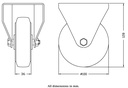 300 series 100mm fixed top plate 100x84mm castor with blue elastic rubber on nylon centre roller bearing wheel 150kg - Castor dimensions