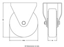 300 series 160mm fixed top plate 146x107mm castor with blue elastic rubber on nylon centre roller bearing wheel 350kg - Castor dimensions