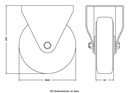 300 series 160mm fixed  top plate 146x107mm castor with blue elastic rubber on nylon centre ball bearing wheel 350kg - Castor dimensions