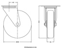 300 series 200mm swivel top plate 140x110mm castor with blue elastic rubber on nylon centre roller bearing wheel 350kg - Castor dimensions