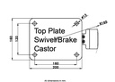 HXP series 3.00x4 swivel/brake top plate 200x160mm - Plate drawing