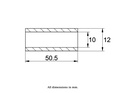 Bush 12x10x50.5mm - Bush drawing with Dimensions
