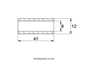 Bush 12x08x41mm Stainless Steel - Bush drawing with Dimensions