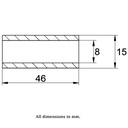 Bush 15x08x46mm stainless steel - Bush drawing with Dimensions